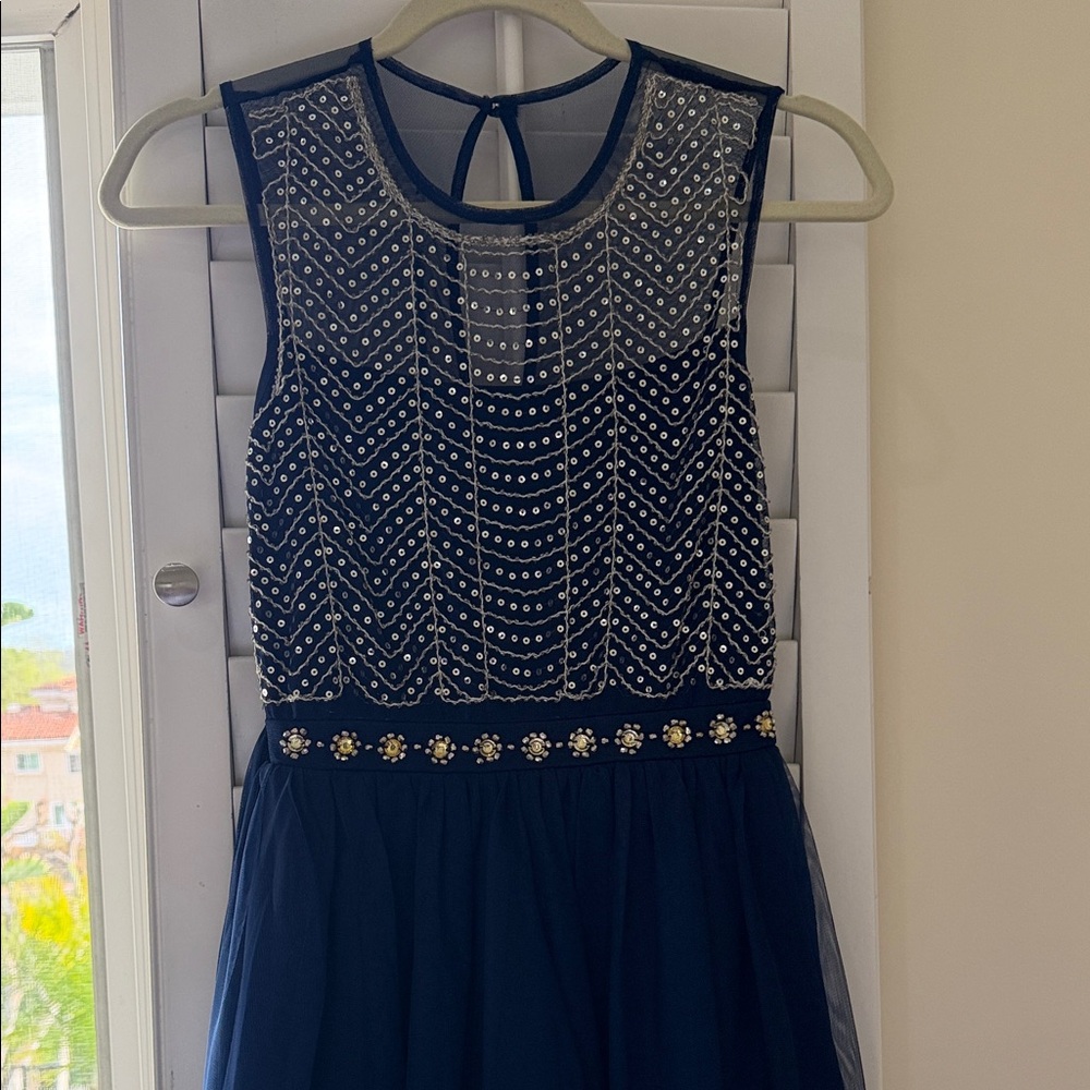As U Wish Navy and Silver Embellished Mini Dress